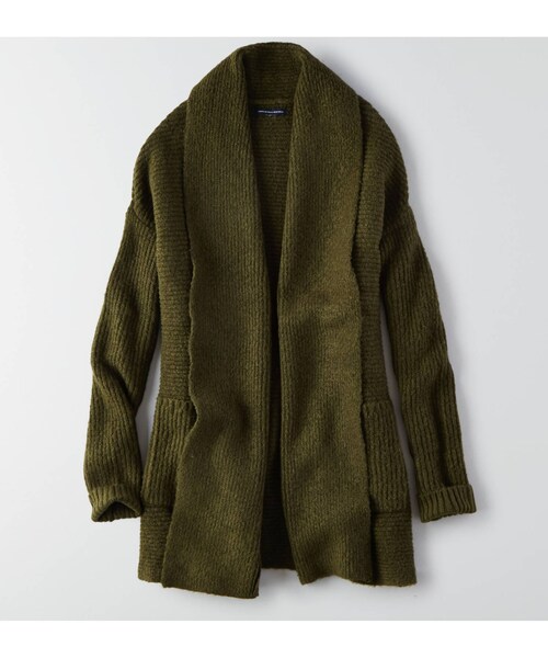 American Eagle（アメリカンイーグル）の「AEOショールカラーカーディガン（カーディガン/ボレロ・レディース・グレー/クリーム/オリーブ・XS/S/M/L/XL）」の3枚目の写真
