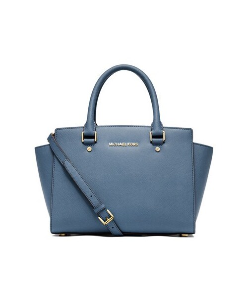 MICHAEL KORS（マイケルコース）の「MICHAEL Michael Kors 'Medium Selma' Zip Top Satchel（ショルダーバッグ・レディース・Black/Beige/Blue・One Size）」の3枚目の写真