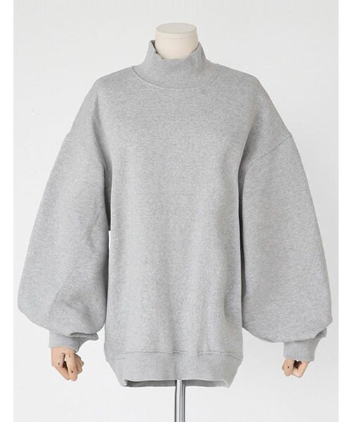 DHOLIC（ディーホリック）の「ドロップショルダーハイネック裏起毛プルオーバー（スウェット・レディース・クリーム/グレー/ディープカーキ/ネイビー/ブラウン/ブラック/ライトブルー・FREE）」の3枚目の写真