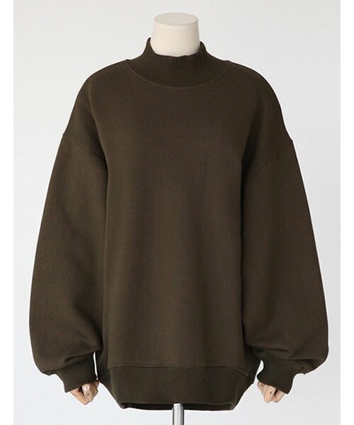 DHOLIC（ディーホリック）の「ドロップショルダーハイネック裏起毛プルオーバー（スウェット・レディース・クリーム/グレー/ディープカーキ/ネイビー/ブラウン/ブラック/ライトブルー・FREE）」の5枚目の写真