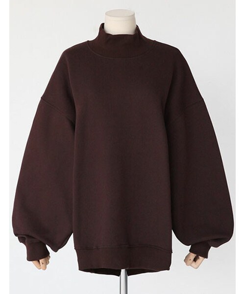 DHOLIC（ディーホリック）の「ドロップショルダーハイネック裏起毛プルオーバー（スウェット・レディース・クリーム/グレー/ディープカーキ/ネイビー/ブラウン/ブラック/ライトブルー・FREE）」の4枚目の写真