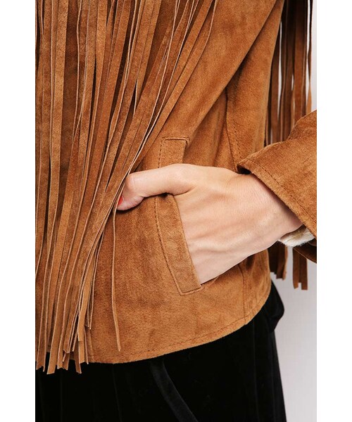 NINE（ナイン）の「スウェードフリンジジャケット（ジャケット/アウター・レディース・キャメル/ブラック・S/M）」の8枚目の写真