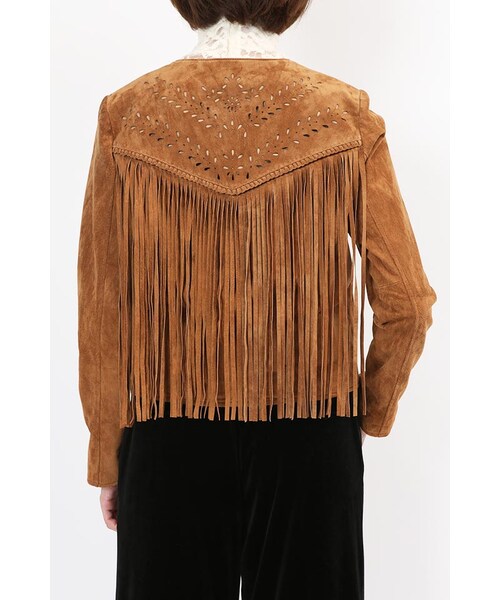 NINE（ナイン）の「スウェードフリンジジャケット（ジャケット/アウター・レディース・キャメル/ブラック・S/M）」の5枚目の写真
