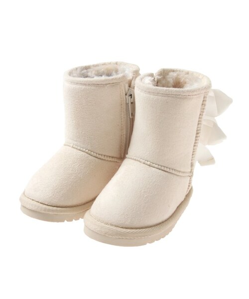 abcd（ナシ）の「ベビーリボン付ボアブーツ（シューズ・キッズ・ブラウン/アイボリー/ピンク・13/13.5/14/14.5/15）」の2枚目の写真