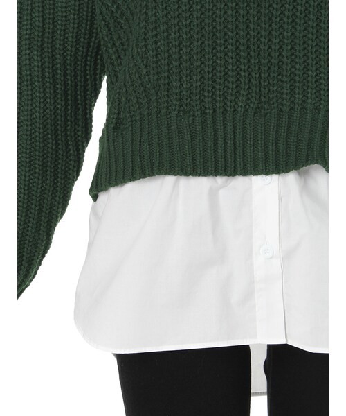 EVRIS（エヴリス）の「レイヤードボトルネックニット（トップス・レディース・グレー/ブラック/グリーン・F）」の8枚目の写真