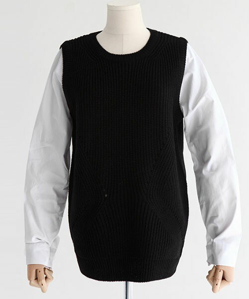 DHOLIC（ディーホリック）の「レイヤード風ニットトップス（その他トップス・レディース・グレー/ブラック/ベージュ/ワイン・FREE）」の2枚目の写真