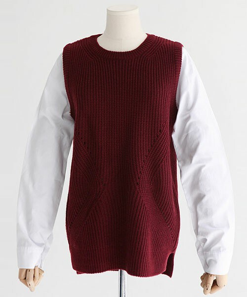 DHOLIC（ディーホリック）の「レイヤード風ニットトップス（その他トップス・レディース・グレー/ブラック/ベージュ/ワイン・FREE）」の4枚目の写真