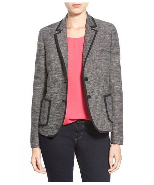 ANNE KLEIN（アンクライン）の「Anne Klein Solid Trim Tweed Jacket 