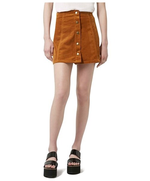 TOPSHOP(トップショップ)の「Topshop Button Front Corduroy A-Line Skirt (Petite)(スカート・レディース・Brown・10P US (fits like 10-12P)/2P US (fits like 0P)/4P US (fits like 0-2P)/6P US (fits like 2-4P)/8P US (fits like 6-8P))」の1枚目の写真