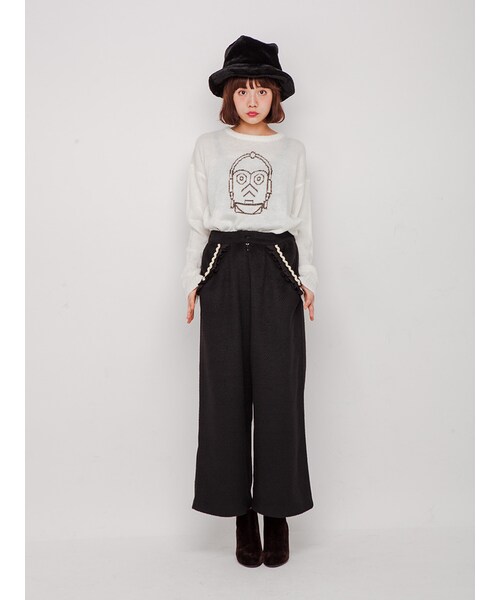 merry jenny（メリージェニー）の「フリルポケットワイドパンツ（パンツ・レディース・ブラック/グリーン・F）」の3枚目の写真