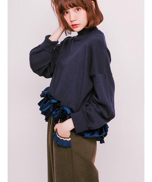 merry jenny（メリージェニー）の「フリルポケットワイドパンツ（パンツ・レディース・ブラック/グリーン・F）」の6枚目の写真