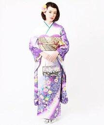 hataori | クリーム色と紫色地に桜模様(浴衣)