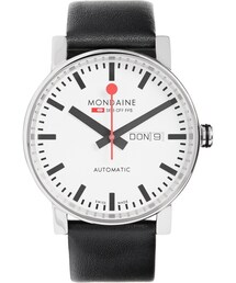 MONDAINE | Mondaine Evo Big Day-Date Stainless Steel and Leather Watch(アナログ腕時計)