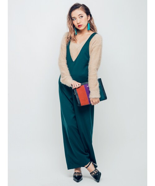 EVRIS（エヴリス）の「カラースウェードクラッチBAG（バッグ・レディース・イエロー/パープル・F）」の3枚目の写真