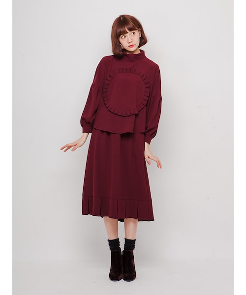 merry jenny（メリージェニー）の「ロゼットフリルブラウス（トップス・レディース・ブラック/ワイン/マスタード・F）」の6枚目の写真