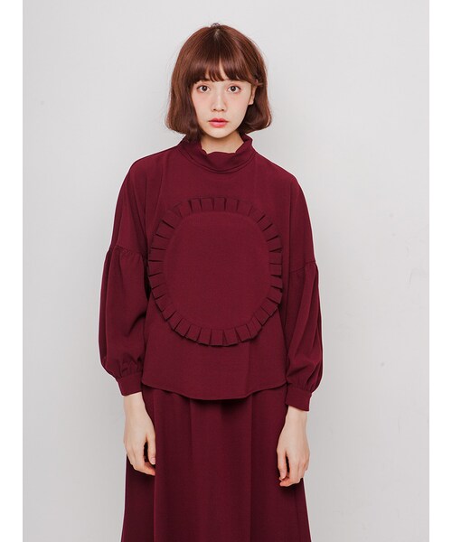 merry jenny（メリージェニー）の「ロゼットフリルブラウス（トップス・レディース・ブラック/ワイン/マスタード・F）」の7枚目の写真