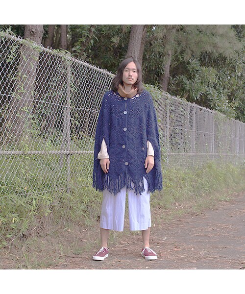 Vintage Clothing(ヴィンテージクロージング)の「Cable Knit Poncho(ジャケット/アウター・Navy・One)」の7枚目の写真