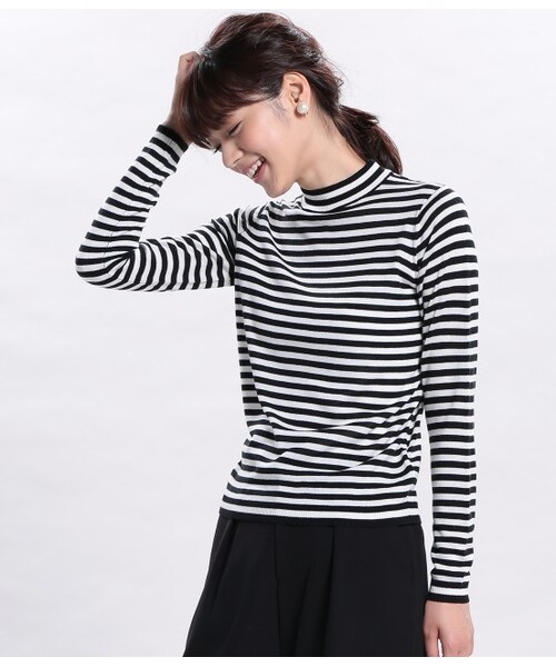 ROPE' PICNIC（ロペピクニック）の「プチハイネックニットクプルオーバー（トップス・レディース・ブラック/ブラック系/キナリ/レッド・38）」の3枚目の写真