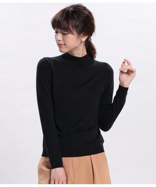 ROPE' PICNIC（ロペピクニック）の「プチハイネックニットクプルオーバー（トップス・レディース・ブラック/ブラック系/キナリ/レッド・38）」の2枚目の写真