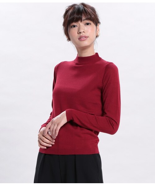 ROPE' PICNIC（ロペピクニック）の「プチハイネックニットクプルオーバー（トップス・レディース・ブラック/ブラック系/キナリ/レッド・38）」の5枚目の写真