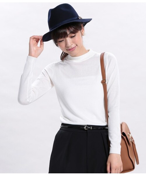 ROPE' PICNIC（ロペピクニック）の「プチハイネックニットクプルオーバー（トップス・レディース・ブラック/ブラック系/キナリ/レッド・38）」の4枚目の写真