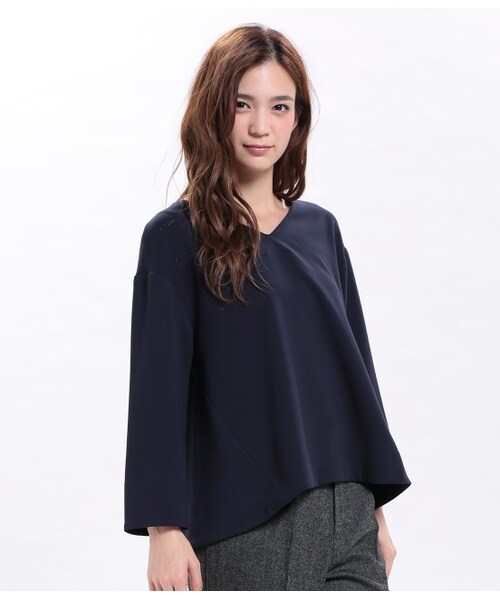 ROPE' PICNIC（ロペピクニック）の「ダブルフェイスVネックプルオーバー（トップス・レディース・キナリ/キャメル/ネイビー・38）」の4枚目の写真