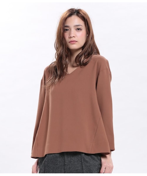 ROPE' PICNIC（ロペピクニック）の「ダブルフェイスVネックプルオーバー（トップス・レディース・キナリ/キャメル/ネイビー・38）」の3枚目の写真