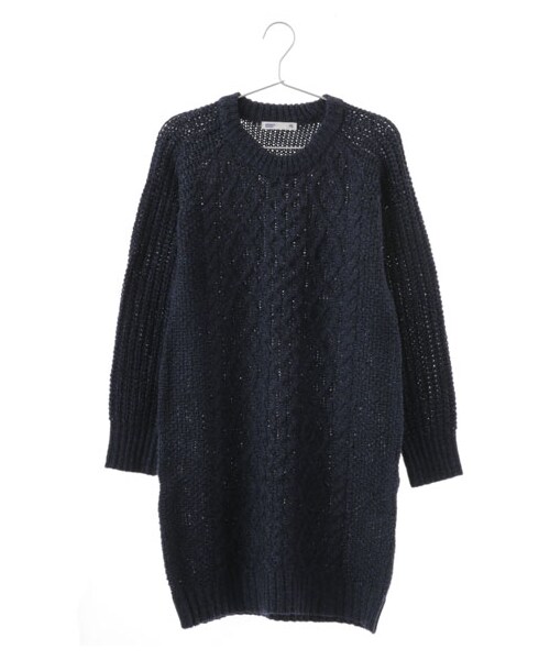 SEVENDAYS=SUNDAY(セブンデイズサンデイ)の「【Special Price】・ウール混 長袖ケーブルワンピース(ワンピース/ドレス・オフホワイト/杢ダークグレー/ネイビー・F)」の3枚目の写真