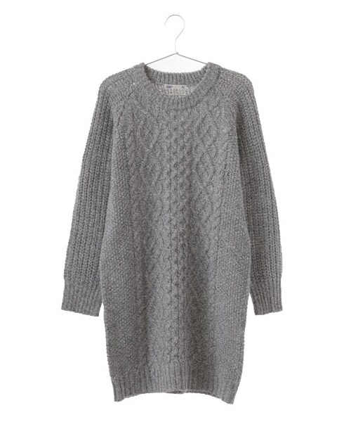 SEVENDAYS=SUNDAY(セブンデイズサンデイ)の「【Special Price】・ウール混 長袖ケーブルワンピース(ワンピース/ドレス・オフホワイト/杢ダークグレー/ネイビー・F)」の4枚目の写真