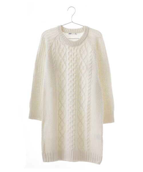 SEVENDAYS=SUNDAY(セブンデイズサンデイ)の「【Special Price】・ウール混 長袖ケーブルワンピース(ワンピース/ドレス・オフホワイト/杢ダークグレー/ネイビー・F)」の1枚目の写真