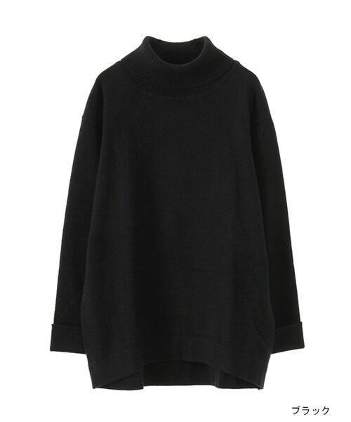 w closet(ダブルクローゼット)の「天竺編みタートルニット(トップス・レディース・オフホワイト/キャメル/カーキ/ブラック・FREE)」の2枚目の写真