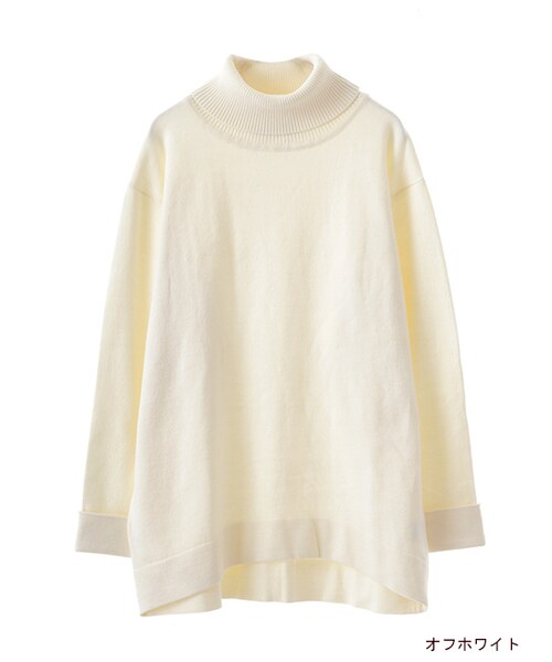 w closet(ダブルクローゼット)の「天竺編みタートルニット(トップス・レディース・オフホワイト/キャメル/カーキ/ブラック・FREE)」の1枚目の写真