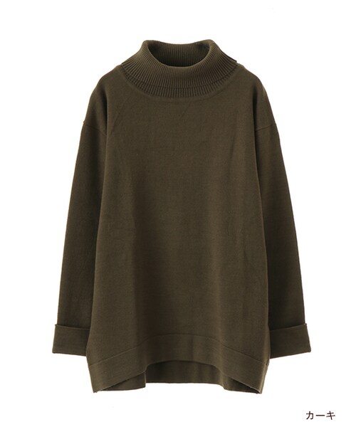 w closet(ダブルクローゼット)の「天竺編みタートルニット(トップス・レディース・オフホワイト/キャメル/カーキ/ブラック・FREE)」の4枚目の写真