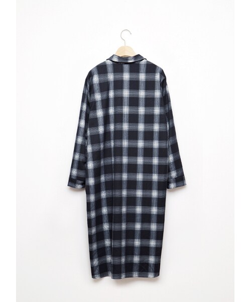 gracegift（グレースギフト）の「韓國秋風格紋毛料長版襯衫（トップス・レディース・藍・F）」の2枚目の写真