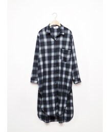 gracegift | 韓國秋風格紋毛料長版襯衫(トップス)