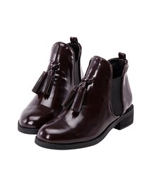 gracegift | 韓國漆皮流蘇側鬆緊短靴(シューズ)