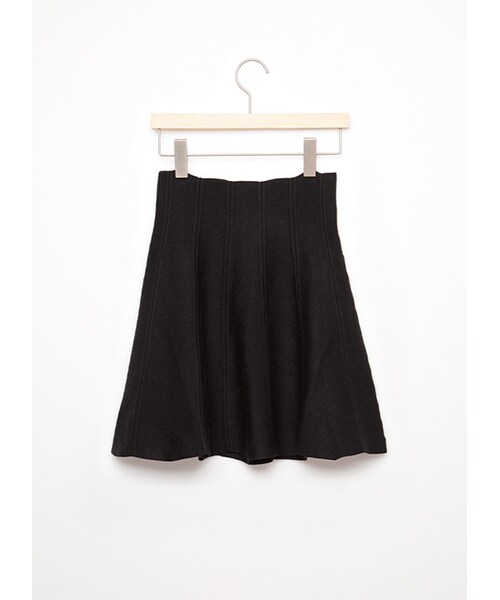 gracegift(グレースギフト)の「立體感直條高腰針織傘裙(スカート・レディース・黑/白・F)」の1枚目の写真