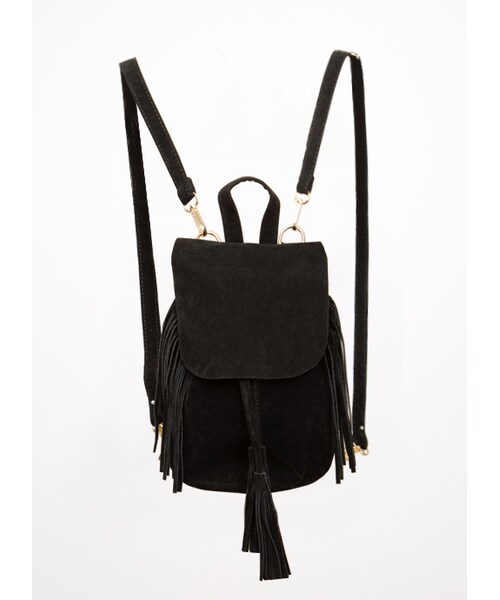 gracegift(グレースギフト)の「韓國民族風麂皮流蘇背包(バッグ・レディース・黑・F)」の1枚目の写真