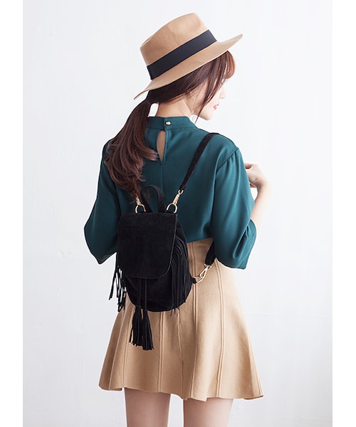 gracegift（グレースギフト）の「韓國高雅M字母緞帶紳士帽（帽子・レディース・杏・F）」の5枚目の写真