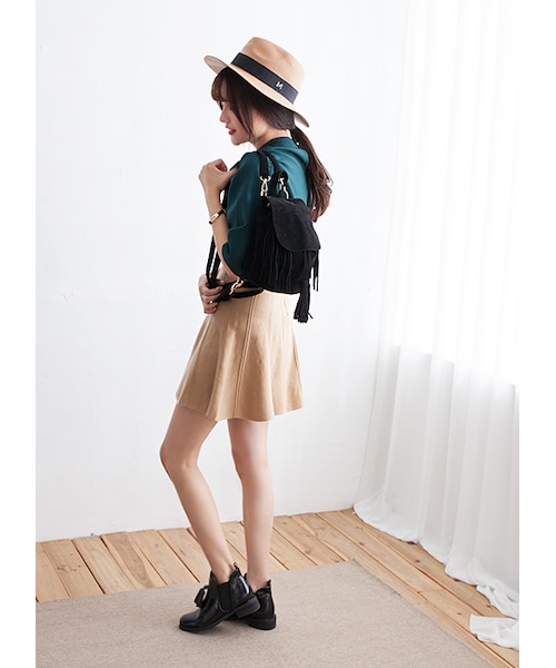 gracegift（グレースギフト）の「韓國高雅M字母緞帶紳士帽（帽子・レディース・杏・F）」の3枚目の写真