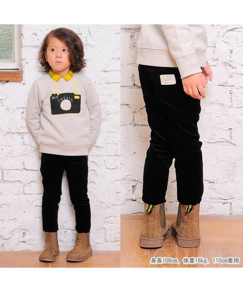 apres les cours（アプレレクール）の「standardコーデュロイスキニーパンツ（パンツ・キッズ・ブラック/キャメル/アイボリー/サックス・80/90/100/110/120/130/140）」の16枚目の写真