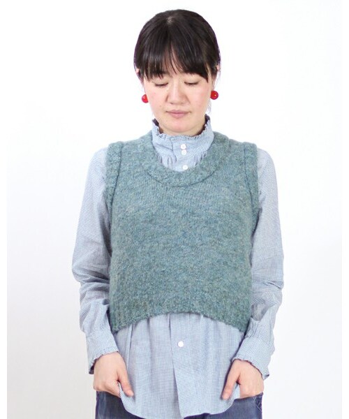 45RPM ノアランドジャガードベスト サイズ3 アルパカ　ウール 45R】45rpm 大人かわいいきれい色ゆったりオーバーサイズ 上質