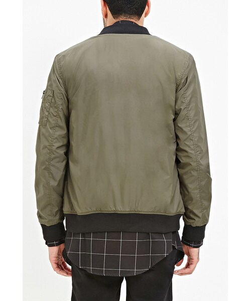 FOREVER 21（フォーエバー トゥエンティーワン）の「[MEN]クラシックジッパーボンバージャケット（ジャケット/アウター・メンズ・OLIVE/BLACK・X-Small/Small/Medium/Large）」の8枚目の写真