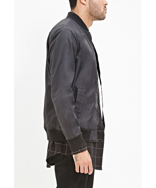 FOREVER 21（フォーエバー トゥエンティーワン）の「[MEN]クラシックジッパーボンバージャケット（ジャケット/アウター・メンズ・OLIVE/BLACK・X-Small/Small/Medium/Large）」の3枚目の写真