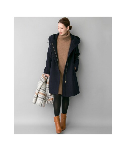 URBAN RESEARCH ROSSO WOMEN(アーバンリサーチ ロッソ)の「ボリュームフードコート(ジャケット/アウター・レディース・GRAY/NAVY・FREE)」の7枚目の写真