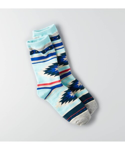 American Eagle（アメリカンイーグル）の「AEOジオメトリックシェブロンソックス（ソックス/靴下・レディース・ブルー/バーガンディー・ONE SIZE）」の2枚目の写真