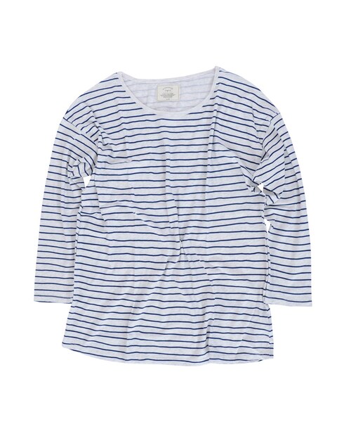 Ungrid(アングリッド)の「ルーズドルマンボーダーロンTee(トップス・レディース・ライトグレー/キャメル・F)」の1枚目の写真