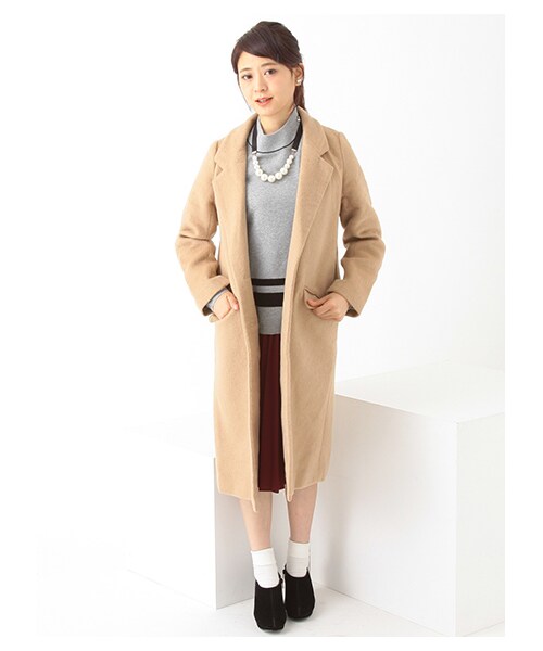 earth music&ecology(アースミュージックアンドエコロジー)の「ロングチェスターコート(ジャケット/アウター・杢ライトグレー/ブラック/キャメル・S/M)」の12枚目の写真