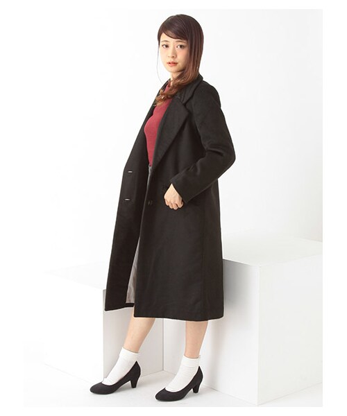 earth music&ecology(アースミュージックアンドエコロジー)の「ロングチェスターコート(ジャケット/アウター・杢ライトグレー/ブラック/キャメル・S/M)」の10枚目の写真