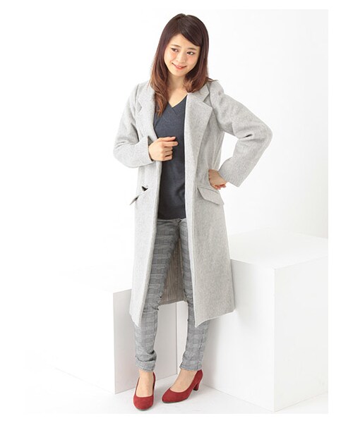 earth music&ecology(アースミュージックアンドエコロジー)の「ロングチェスターコート(ジャケット/アウター・杢ライトグレー/ブラック/キャメル・S/M)」の11枚目の写真